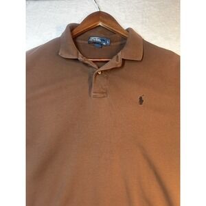 Vintage Polo Ralph Lauren Shirt Men's Large Short Sleeve Brown Black Pony Logo